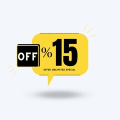 15%Unlimited special offer (with yellow balloon and shadow with discount)