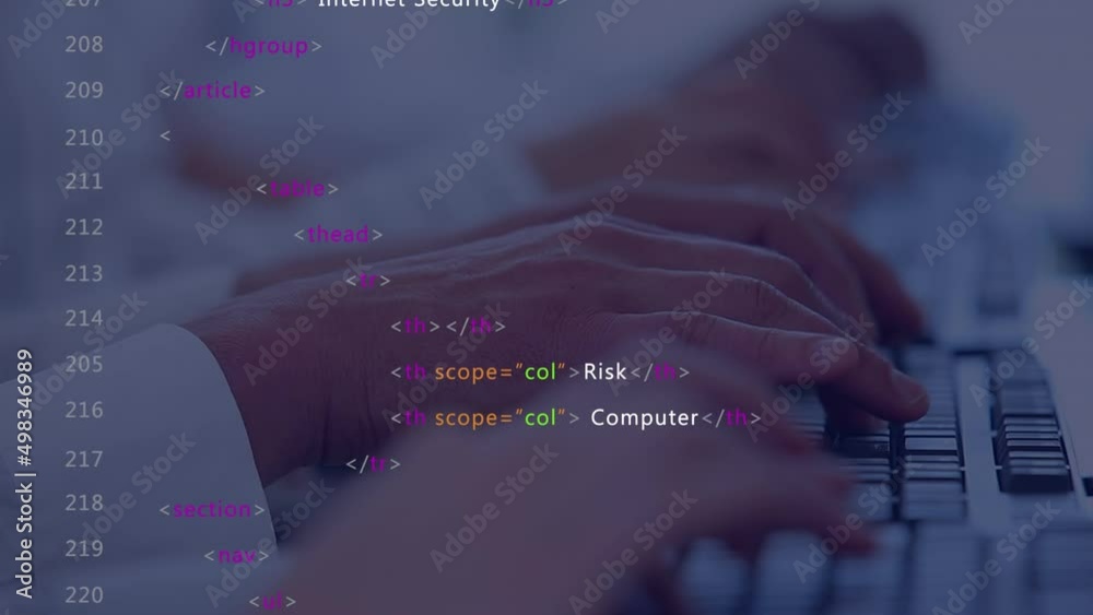 Poster animation of data processing over diverse business people using computer