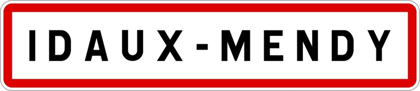 Panneau entr&eacute;e ville agglom&eacute;ration Idaux-Mendy / Town entrance sign Idaux-Mendy