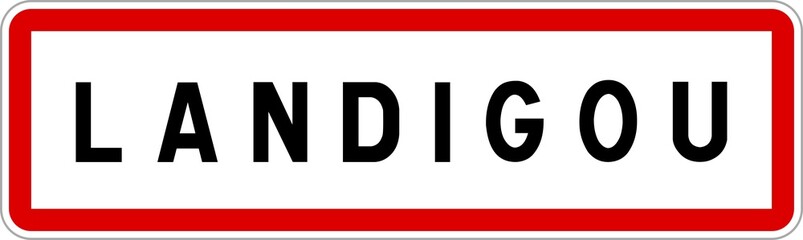 Panneau entrée ville agglomération Landigou / Town entrance sign Landigou
