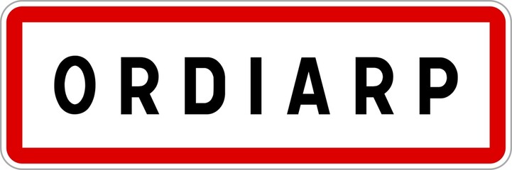 Panneau entrée ville agglomération Ordiarp / Town entrance sign Ordiarp