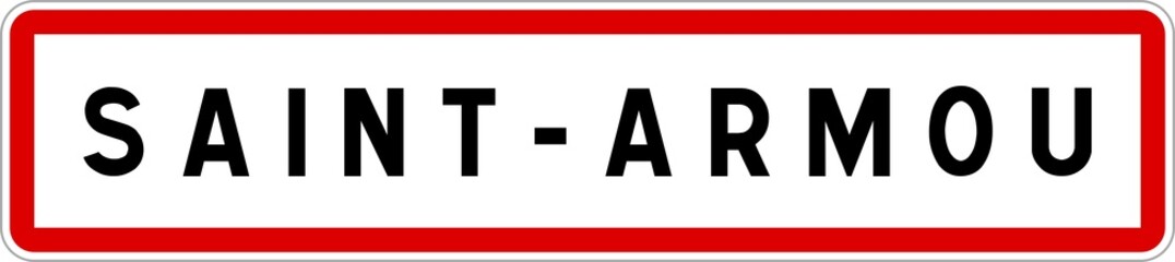 Panneau entrée ville agglomération Saint-Armou / Town entrance sign Saint-Armou