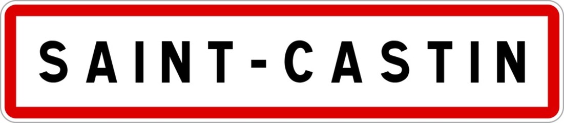 Panneau entrée ville agglomération Saint-Castin / Town entrance sign Saint-Castin