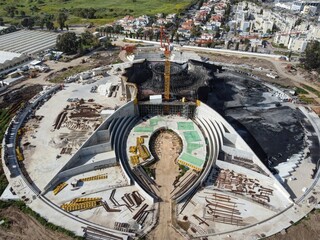 Acre, Israel - April 11 2022:  after a Bahai construction site caught fire and burned for hours on 8.4.22