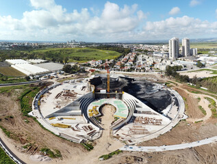 Acre, Israel - April 11 2022:  after a Bahai construction site caught fire and burned for hours on 8.4.22