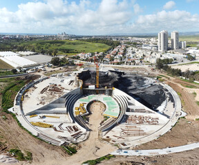 Acre, Israel - April 11 2022:  after a Bahai construction site caught fire and burned for hours on 8.4.22