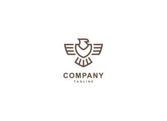 Eagle Logo. Bird Symbol Shape Shield Linear Style Isolated on Grey Background. Usable for Animals, Technology, Business and Branding Logo. Flat Vector design Template element