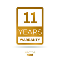 11 years warranty seal stamp, vector label.