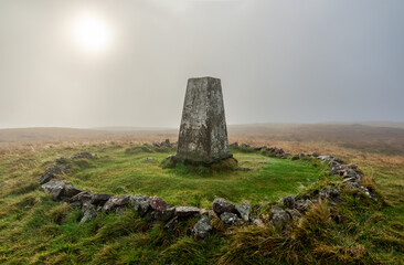 Triangulation point, Kaim Hill, Fairlie, North Ayrshire, Scotland, UK
