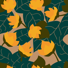 Seamless floral pattern. Summer vector background for wallpaper, fabric, paper, interior decor.