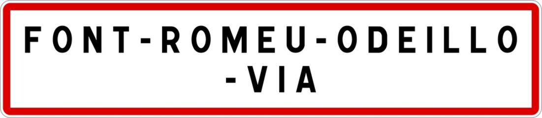 Panneau entrée ville agglomération Font-Romeu-Odeillo-Via / Town entrance sign Font-Romeu-Odeillo-Via