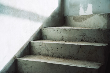 concrete steps in a house under construction immediately after formwork removal