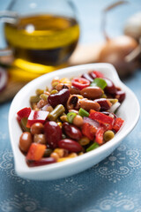 Mixed bean salad, healthy vegetarian meal