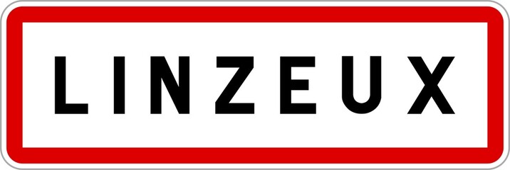 Panneau entrée ville agglomération Linzeux / Town entrance sign Linzeux