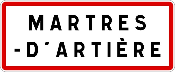 Fototapeta premium Panneau entrée ville agglomération Martres-d'Artière / Town entrance sign Martres-d'Artière