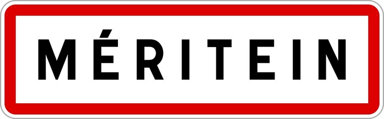 Fototapeta premium Panneau entrée ville agglomération Méritein / Town entrance sign Méritein