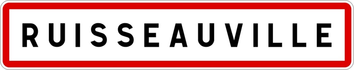 Fototapeta na wymiar Panneau entrée ville agglomération Ruisseauville / Town entrance sign Ruisseauville