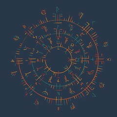 Abstract runes colorful background