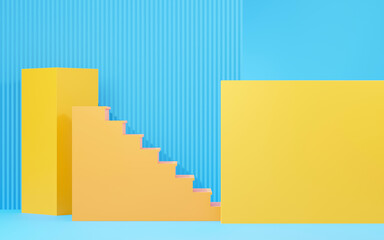 Fototapeta premium 3d render abstract display podium platform for product presentation and advertising. Minimal scene backdrop with clean design. Vacant pedestal for mock up. Empty stage with pastel color for cosmetic.
