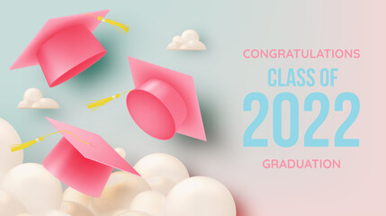 Graduation hat background for education poster