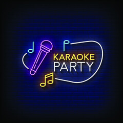Karaoke Party Neon Signs Style Text Vector