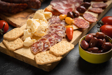 Charcutierie board with various cold cuts