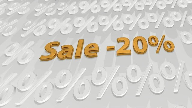 Sale -10 -5 percent golden letters. Promotional offer, animation with white numbers. Sale Day. Bonus Day.