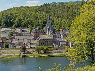Fototapeta na wymiar Aerial view on the Village of Bouvignes-sur-Meuse, Dinant, belgium