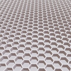 White hexagon honeycomb texture background. Pattern background. 3d rendering. Hexagon brick wall.	