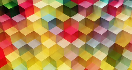 Abstract colorful cubes pattern background. 3d rendering.	