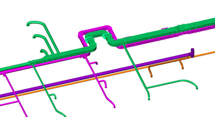 BIM ventilation system design 3d illustration.