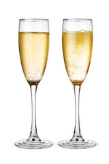 Champagne wine flute isolated on white.