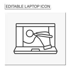  Computer line icon. Digital art. Create digital drawings on the computer. Laptop concept. Isolated vector illustration. Editable stroke