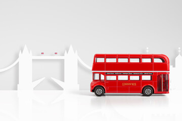 Red Model Bus & London skyline concept