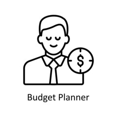 Budget Planning vector outline icon for web isolated on white background EPS 10 file