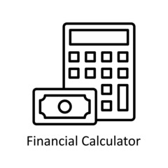Financial Calculator vector outline icon for web isolated on white background EPS 10 file