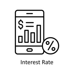 Interest Rate vector outline icon for web isolated on white background EPS 10 file