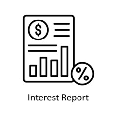 Interest Report vector outline icon for web isolated on white background EPS 10 file