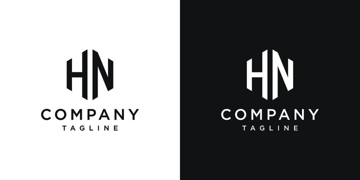 Creative Letter HN Monogram Logo Design Icon Template White and Black Background