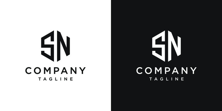 Creative Letter SN Monogram Logo Design Icon Template White and Black Background