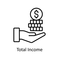 Total Income vector outline icon for web isolated on white background EPS 10 file