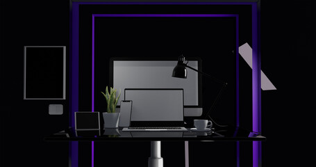 Isolated modern laptop mockup 3d rendering