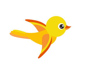 Cute bird flying. Simple flat icon. Vector illustration.