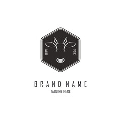 cow head logo template design for brand or company and other