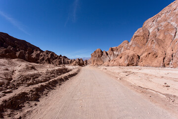 Crossing the moon valley in San Pedro de Atacama