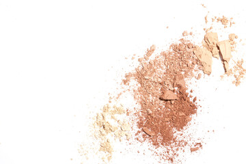 Crushed face powder bronzer, powder isolated on white background