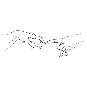 Hands human. Human hands. Hand gestures. Hands isolated on a white background. World creation illustration. Vector illustration
