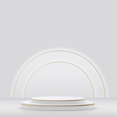 Abstract background with white and gold podium for presentation. Vector