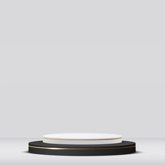 Abstract background with white and black podium for presentation. Vector