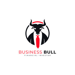 business bull logo design mascot for finance corporate business company